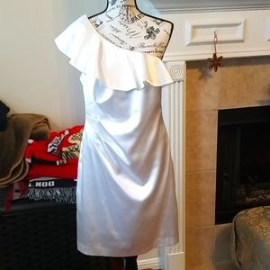 Liliana Elegant Off the Shoulder Satin  Dress